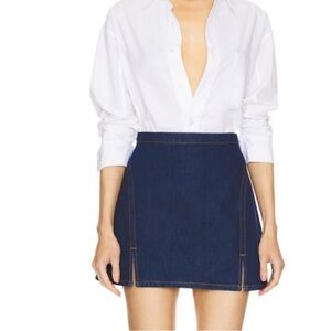 Re/Done  Split Front Denim Jean Mini Skirt in Fortuna Wash Womens size 26
